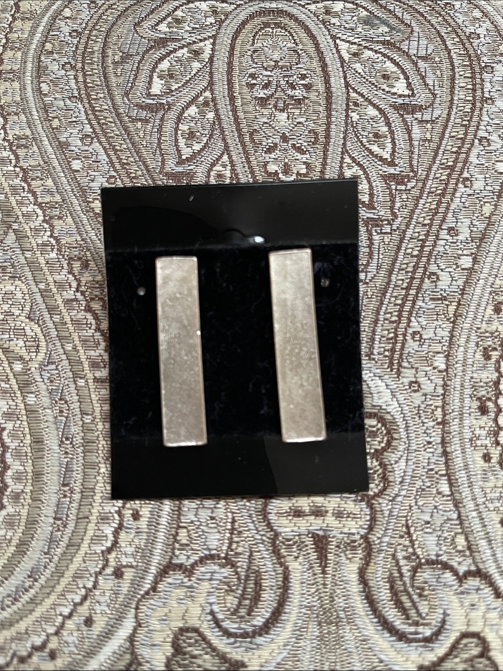 Silver Plated Rectangle Bar Stud Earrings